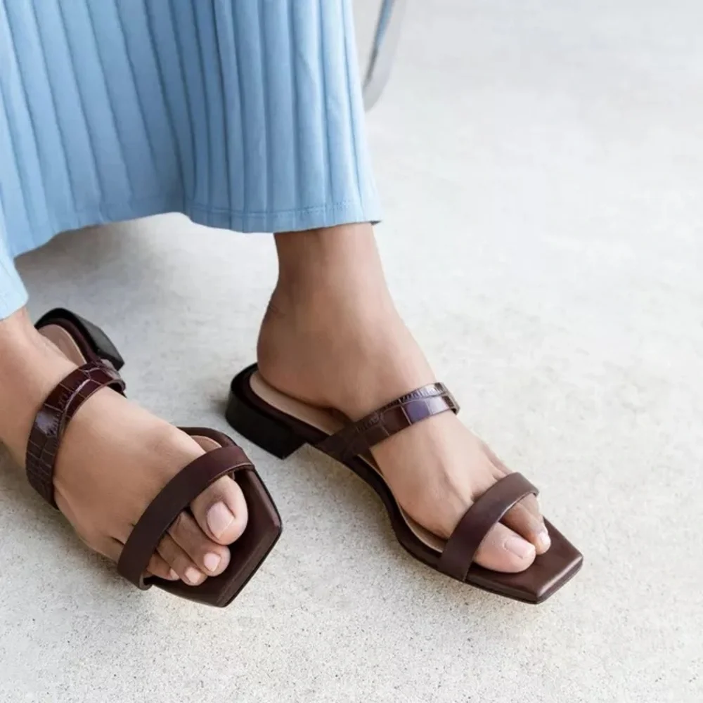 Dear Frances | Breeze Sandal Croc Brown Two Strap - Picture 5 of 5